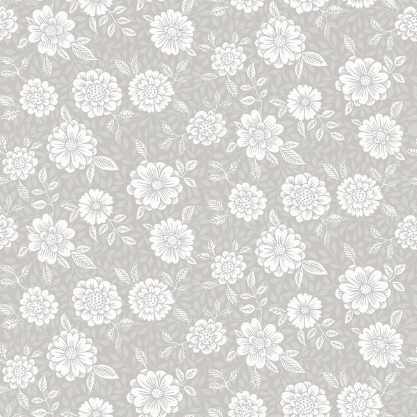 Manhattan Comfort Lewisville Lizette Grey Charming Floral 33 ft L X 209 in W Wallpaper BR4080-15909